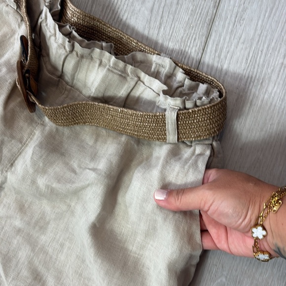 Pure Linen Tan Shorts with Belt size XS - Picture 6 of 8